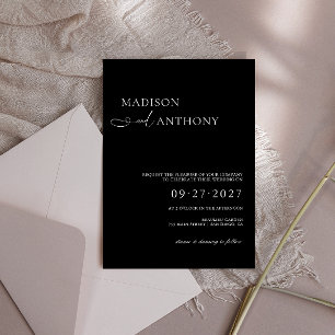 Moderne & Minimalistische Typografie Zwarte Trouwd Kaart