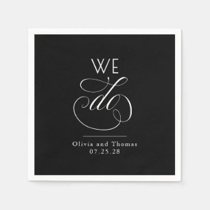 Moderne Minimalistische Typografie Zwarte Trouwdag Servet