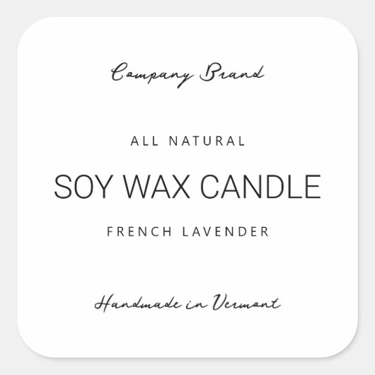 Moderne minimalistische typografielabel vierkante sticker (Voorkant)