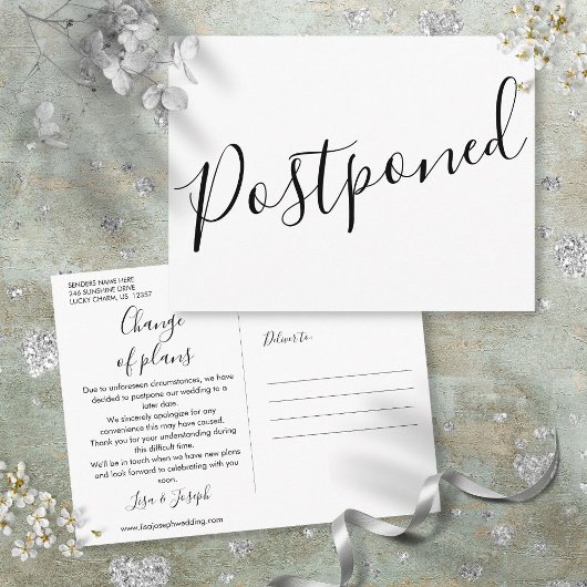 Moderne Minimalistische Uitgesteld Evenement Scrip Briefkaart