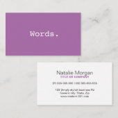 Moderne, minimalistische uitgever van paarse schri visitekaartje (Voorkant / Achterkant)