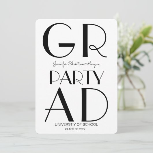 Moderne minimalistische uitnodiging tot Afstuderen (Staand voorkant)