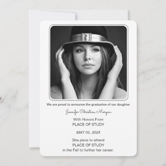 Moderne minimalistische uitnodiging tot Afstuderen (Achterkant)