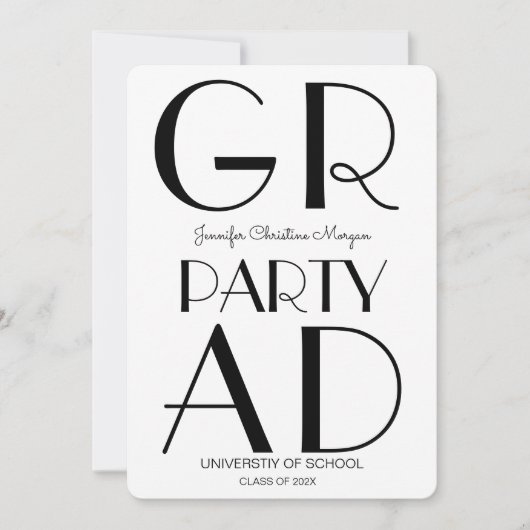 Moderne minimalistische uitnodiging tot Afstuderen (Voorkant)