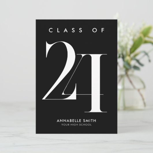 Moderne minimalistische uitnodiging tot Afstuderen (Staand voorkant)