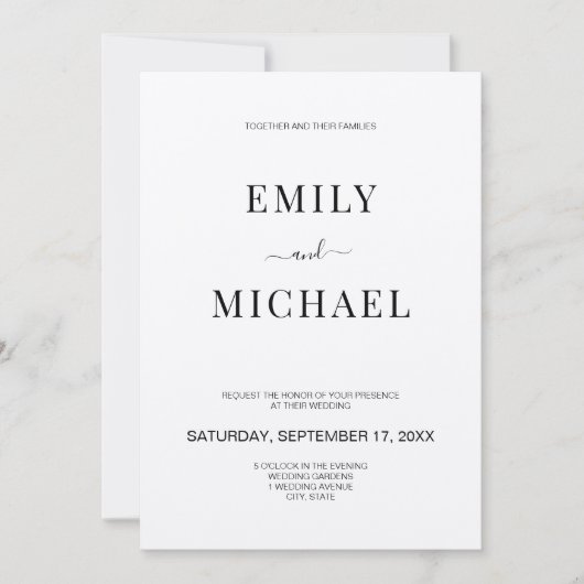 Moderne minimalistische uitnodiging tot huwelijk (Voorkant)
