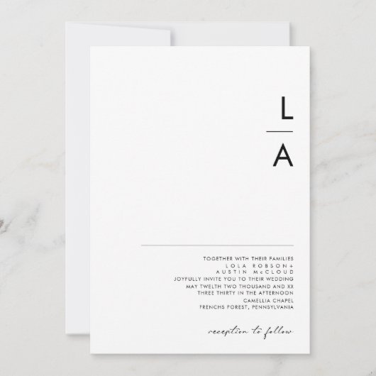 Moderne minimalistische uitnodiging tot weddenscha (Voorkant)