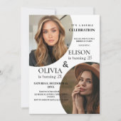 Moderne Minimalistische Uitnodiging Twee Foto's Du (Voorkant)