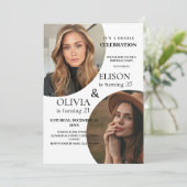 Moderne Minimalistische Uitnodiging Twee Foto's Du (Staand voorkant)