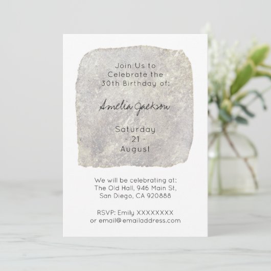 Moderne minimalistische uitnodiging van 30e verjaa (Staand voorkant)