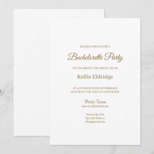 Moderne minimalistische uitnodiging van de Bachelo (Voorkant / Achterkant)