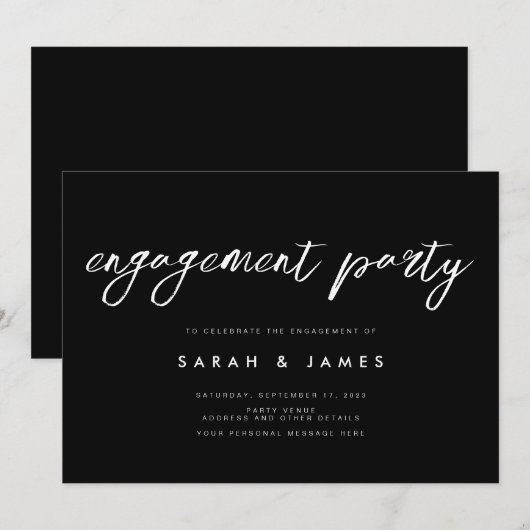 Moderne minimalistische uitnodiging van de Engagem (Voorkant / Achterkant)