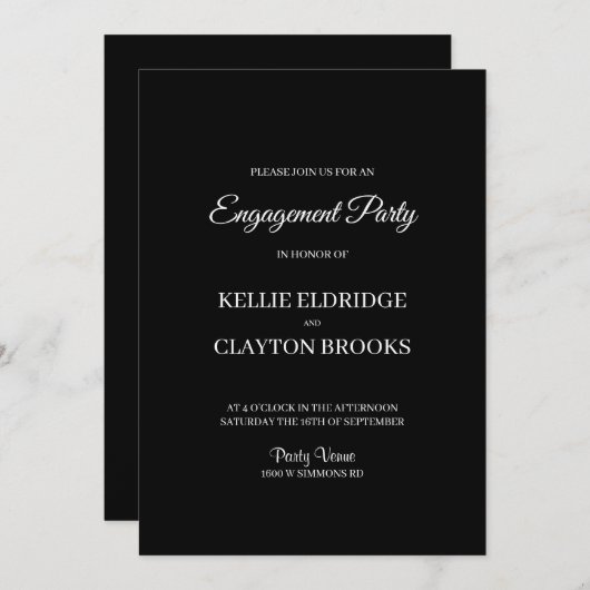 Moderne minimalistische uitnodiging van de Engagem (Voorkant / Achterkant)