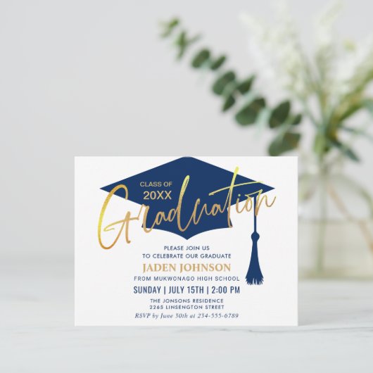 Moderne minimalistische uitnodiging van de GraduPa (Staand voorkant)