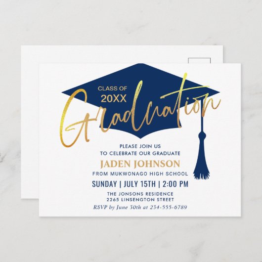 Moderne minimalistische uitnodiging van de GraduPa (Voorkant / Achterkant)