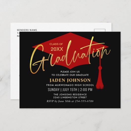 Moderne minimalistische uitnodiging van de GraduPa (Voorkant / Achterkant)