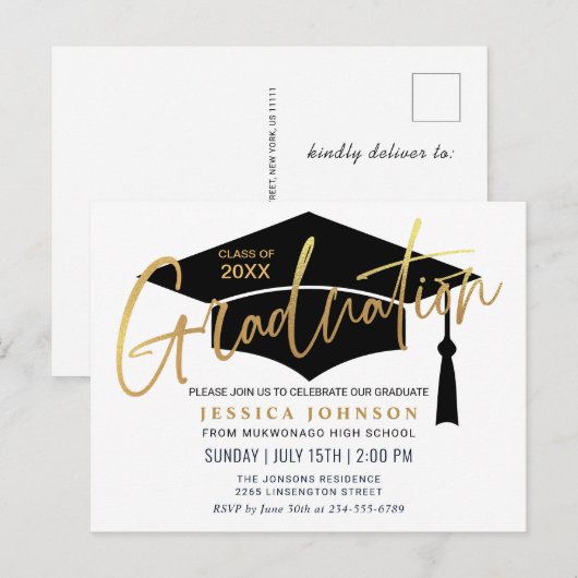 Moderne minimalistische uitnodiging van de GraduPa (Voorkant / Achterkant)