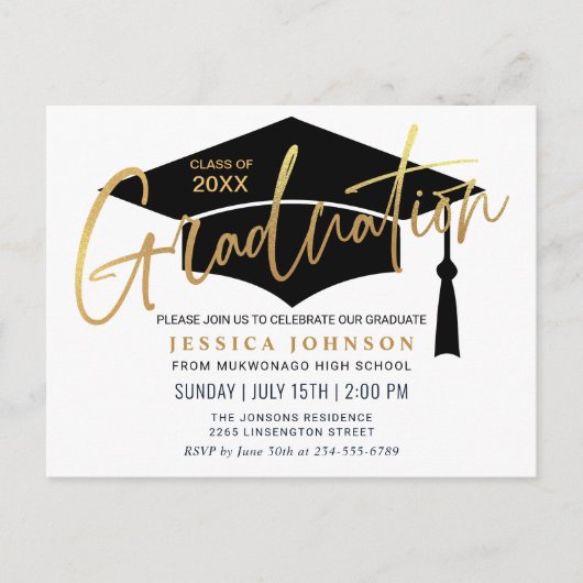 Moderne minimalistische uitnodiging van de GraduPa (Voorkant)