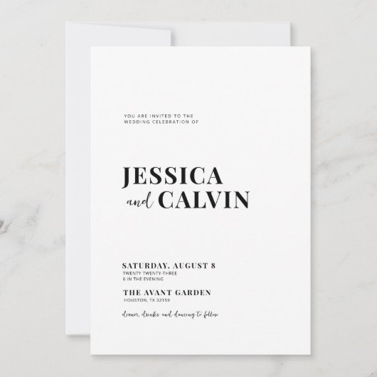 Moderne minimalistische uitnodiging voor bruiloft (Voorkant)