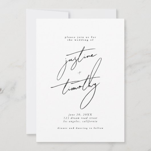 Moderne minimalistische uitnodiging voor bruiloft (Voorkant)