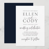 Moderne minimalistische uitnodiging voor bruiloft (Voorkant / Achterkant)