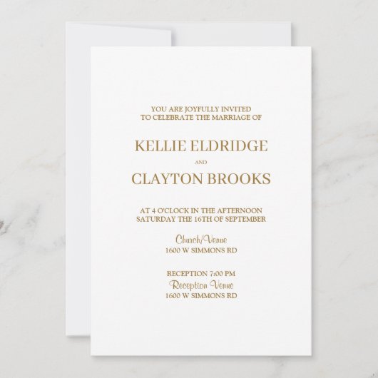 Moderne minimalistische uitnodiging voor bruiloft (Voorkant)