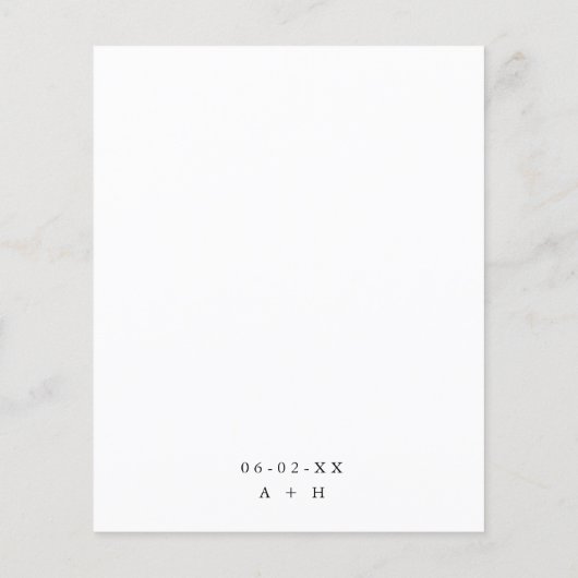 Moderne minimalistische uitnodiging voor bruiloft (Achterkant)