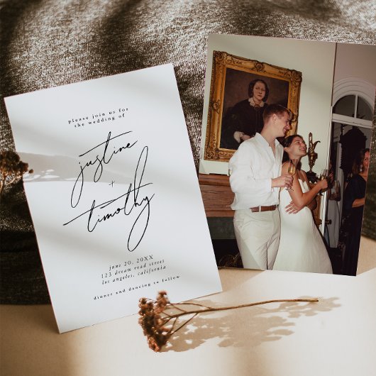 Moderne minimalistische uitnodiging voor bruiloft