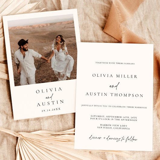 Moderne minimalistische uitnodiging voor bruiloft