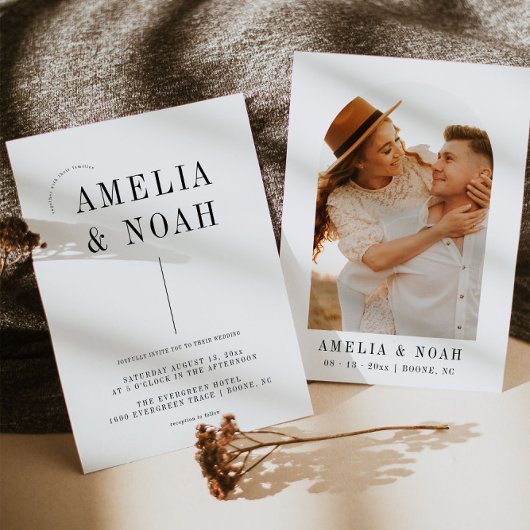 Moderne minimalistische uitnodiging voor bruiloft