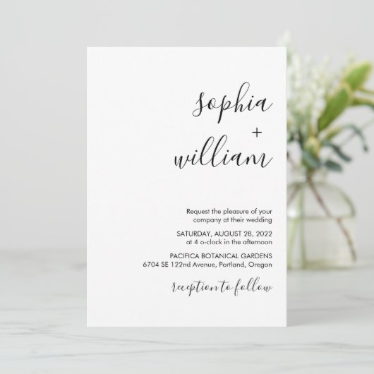 Moderne minimalistische uitnodiging voor bruiloft (Staand voorkant)