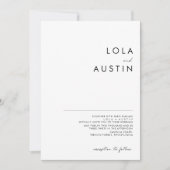 Moderne minimalistische uitnodiging voor één bruil (Voorkant)