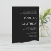 Moderne minimalistische uitnodiging voor een zwart (Staand voorkant)