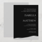 Moderne minimalistische uitnodiging voor een zwart (Voorkant / Achterkant)