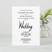 Moderne minimalistische uitnodiging voor een zwart (Staand voorkant)