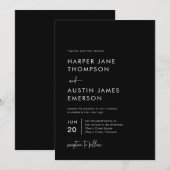 Moderne minimalistische uitnodiging voor eenvoudig (Voorkant / Achterkant)