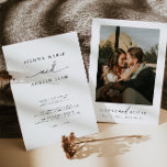 Moderne minimalistische uitnodiging voor eenvoudig<br><div class="desc">Dit is een moderne minimalistische, eenvoudige bruiloft uitnodiging met een serif lettertype en swooping kalligrafie lettertype. Deze elegante huwelijksuitnodiging wordt geleverd met een optionele achterkant waar u uw eigen speciale foto kunt weergeven. Bewerk alle formuleringen behalve de "en(s)" op deze uitnodiging. Alle kleuren zijn ook bewerkbaar. ___________ Voor overeenkomende design,...</div>