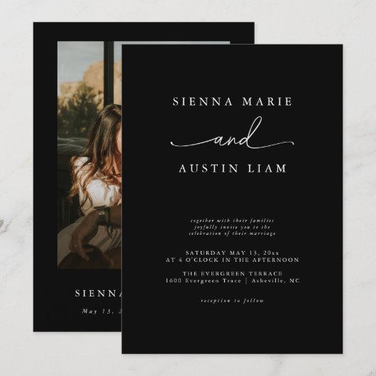 Moderne minimalistische uitnodiging voor eenvoudig (Voorkant / Achterkant)