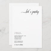 Moderne & Minimalistische Uitnodiging voor Feestje (Voorkant / Achterkant)