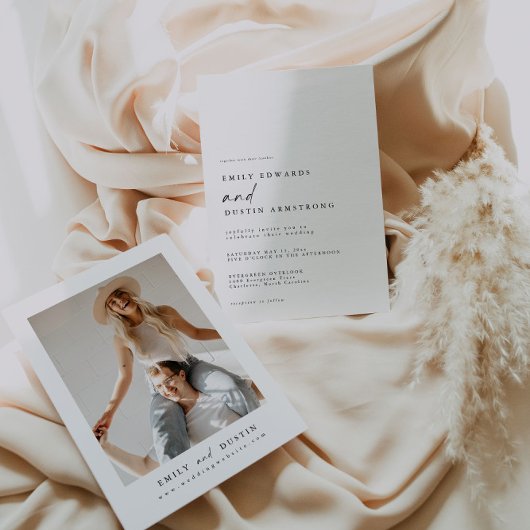 Moderne minimalistische uitnodiging voor fotowedde