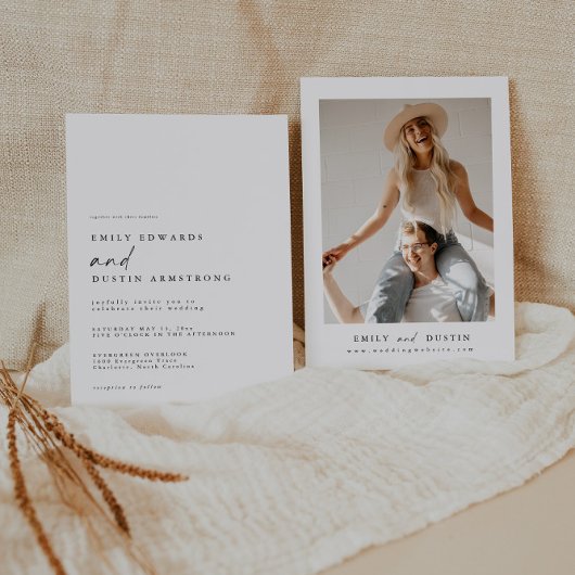 Moderne minimalistische uitnodiging voor fotowedde