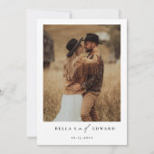 Moderne minimalistische uitnodiging voor fotowedde (Achterkant)