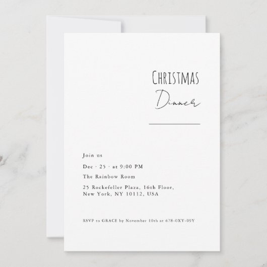 Moderne minimalistische uitnodiging voor het kerst (Voorkant)