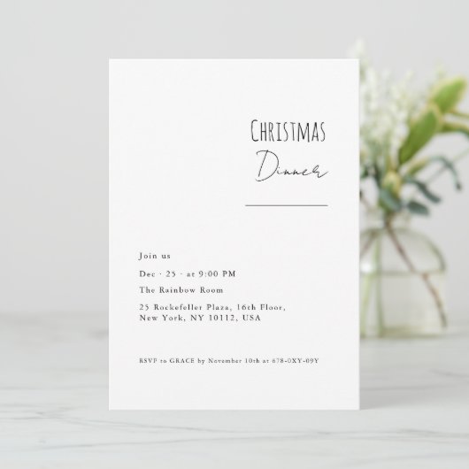 Moderne minimalistische uitnodiging voor het kerst (Staand voorkant)