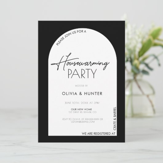 Moderne minimalistische uitnodiging voor het opwar (Staand voorkant)