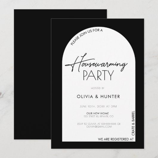 Moderne minimalistische uitnodiging voor het opwar (Voorkant / Achterkant)