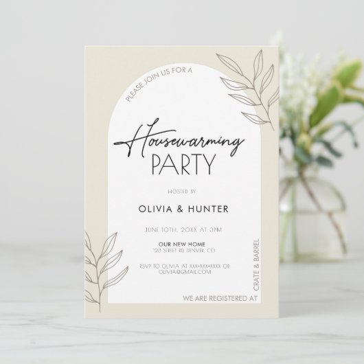 Moderne minimalistische uitnodiging voor het opwar (Staand voorkant)