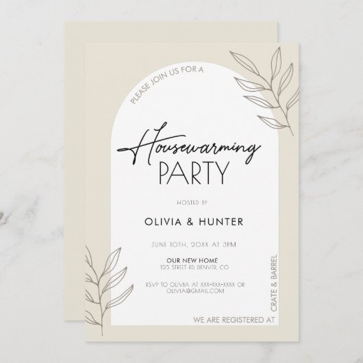 Moderne minimalistische uitnodiging voor het opwar (Voorkant / Achterkant)