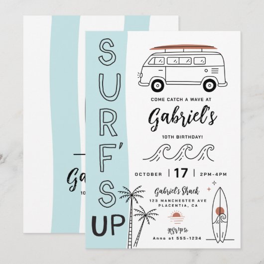 Moderne minimalistische uitnodiging voor verjaarda (Voorkant / Achterkant)