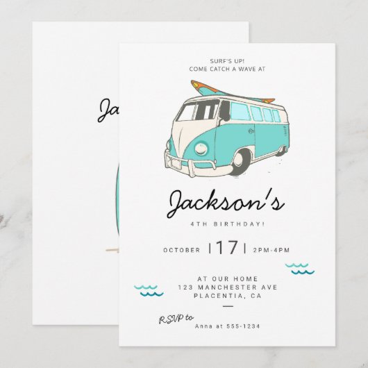 Moderne minimalistische uitnodiging voor verjaarda (Voorkant / Achterkant)